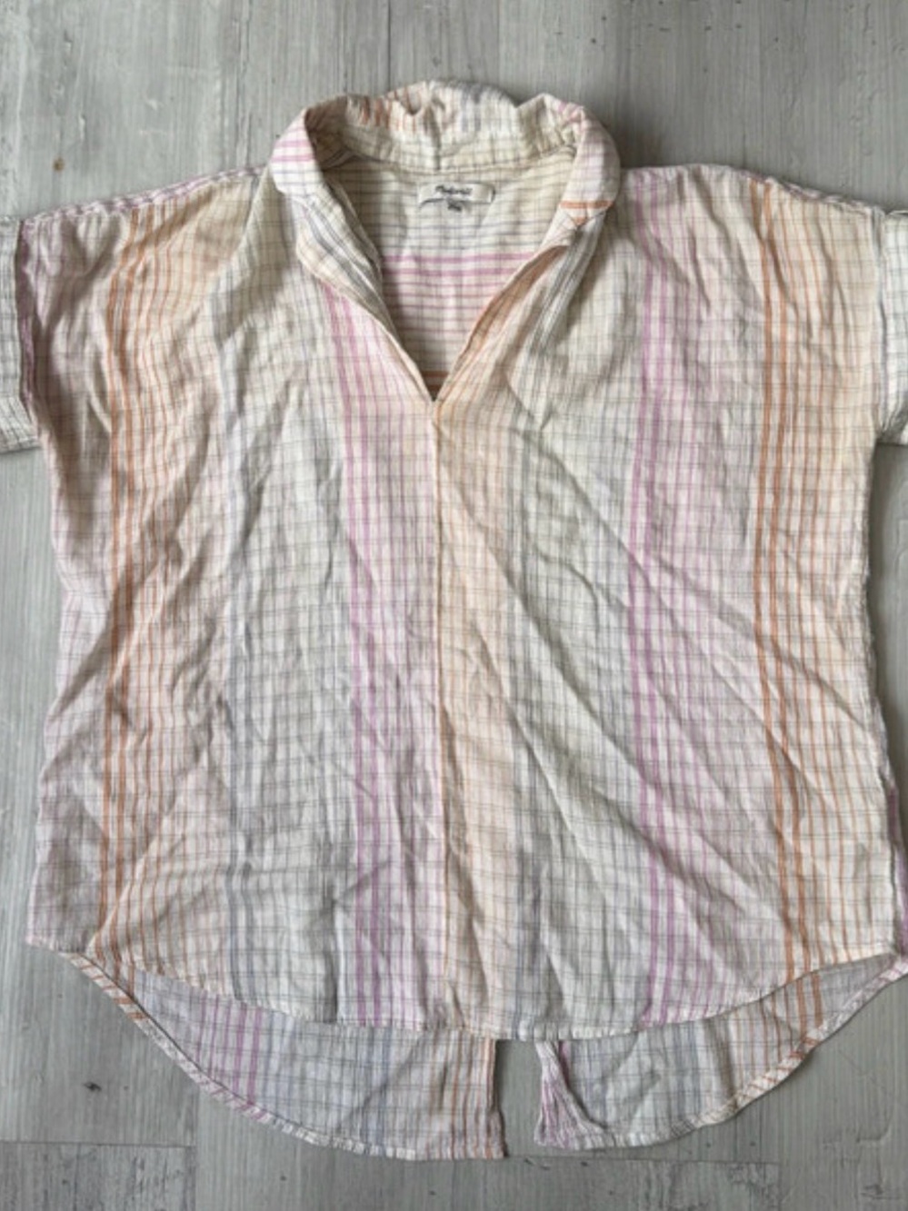 Madewell Pastel Stripe Short-Sleeve Button Down Shirt - Picture 2 of 3